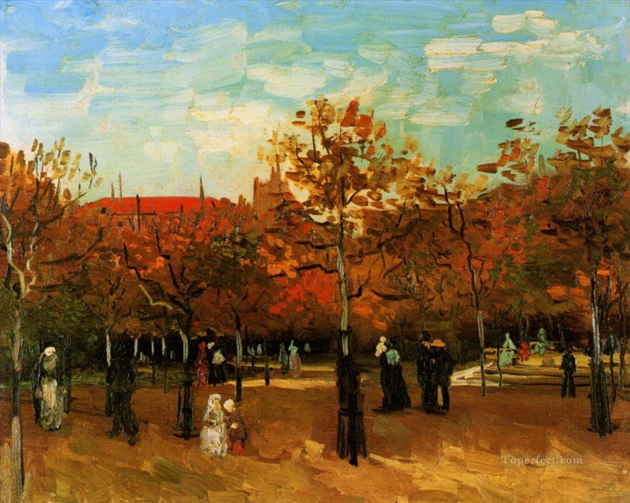 El Bois de Boulogne con gente caminando Vincent van Gogh Pintura al óleo